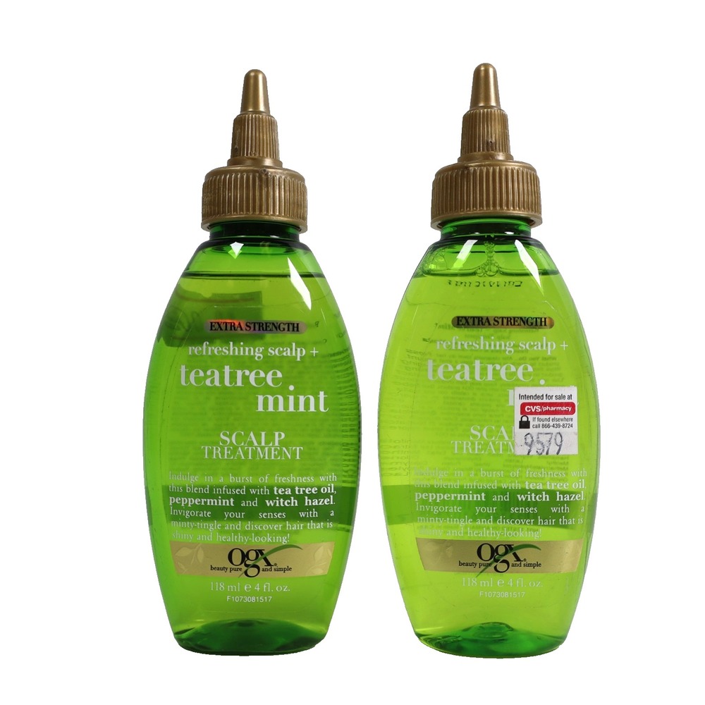 2 PACK OGX Extra Strength Refreshing Scalp Teatree Mint Scalp Treatment 4Oz Each